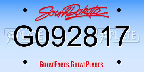 G092817 South Dakota License Plate