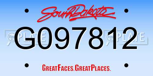 G097812 South Dakota License Plate