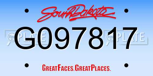 G097817 South Dakota License Plate