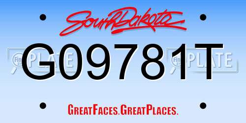 G09781T South Dakota License Plate