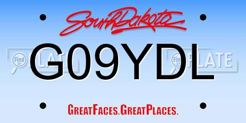 G09YDL South Dakota License Plate
