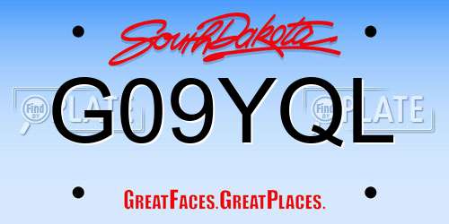 G09YQL South Dakota License Plate