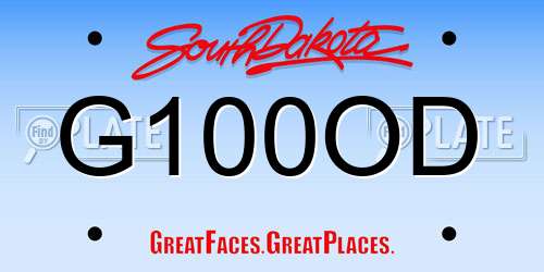 G100OD South Dakota License Plate