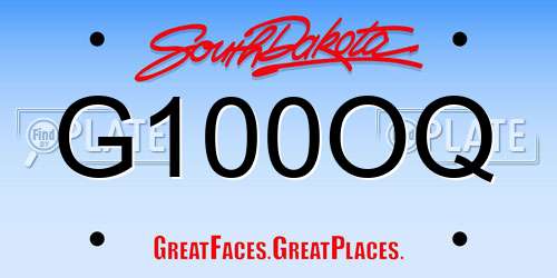 G100OQ South Dakota License Plate