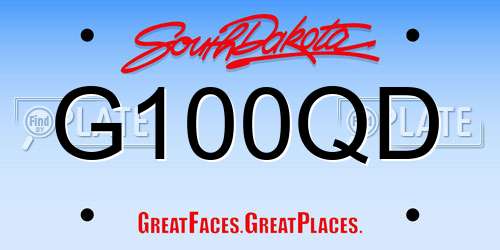 G100QD South Dakota License Plate
