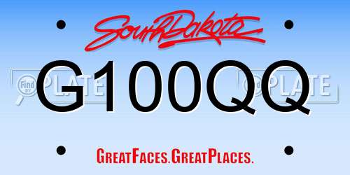 G100QQ South Dakota License Plate