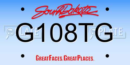 G108TG South Dakota License Plate