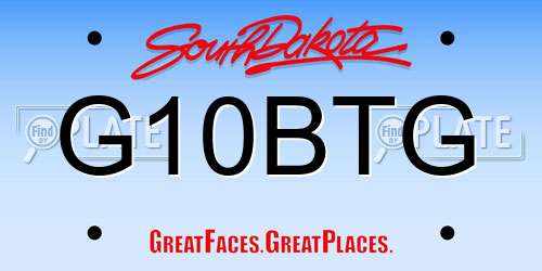 G10BTG South Dakota License Plate