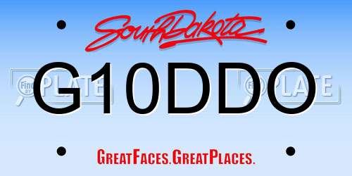 G10DDO South Dakota License Plate