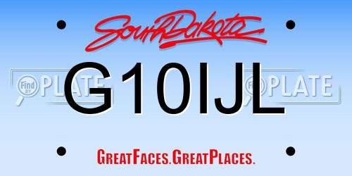 G10IJL South Dakota License Plate