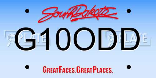 G10ODD South Dakota License Plate