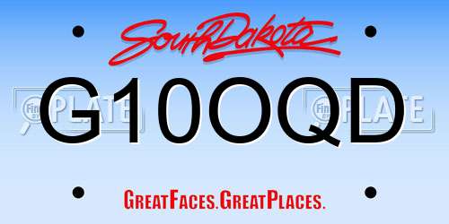 G10OQD South Dakota License Plate