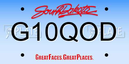 G10QOD South Dakota License Plate