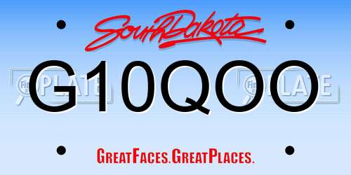 G10QOO South Dakota License Plate