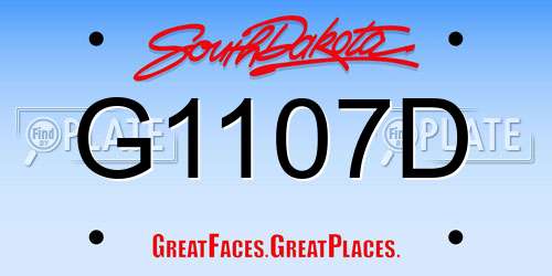 G1107D South Dakota License Plate