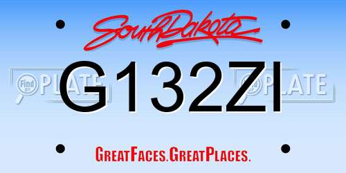 G132ZI South Dakota License Plate
