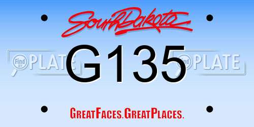 G135 South Dakota License Plate