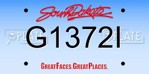 G1372I South Dakota License Plate
