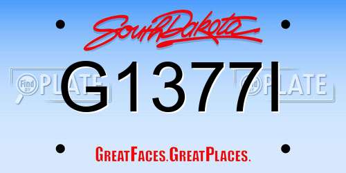 G1377I South Dakota License Plate