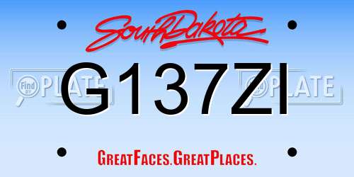 G137ZI South Dakota License Plate