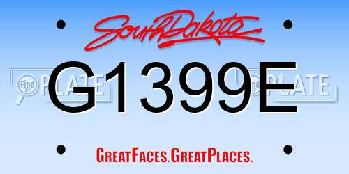 G1399E South Dakota License Plate