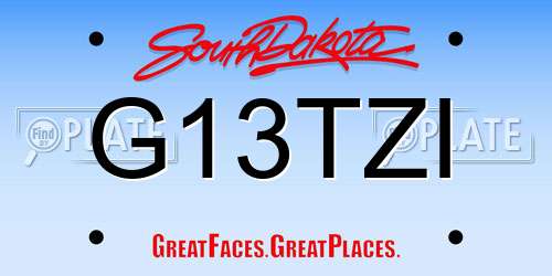 G13TZI South Dakota License Plate