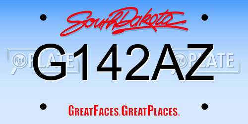 G142AZ South Dakota License Plate