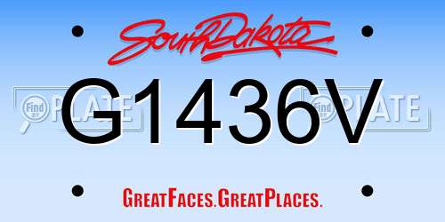 G1436V South Dakota License Plate