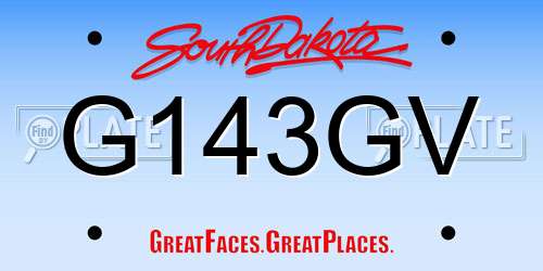 G143GV South Dakota License Plate
