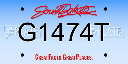 G1474T South Dakota License Plate