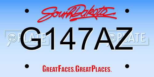 G147AZ South Dakota License Plate