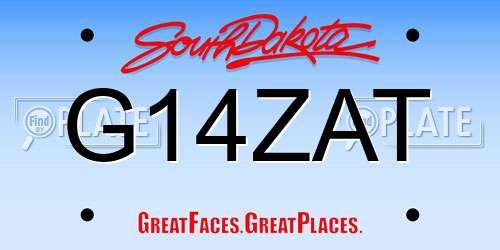 G14ZAT South Dakota License Plate