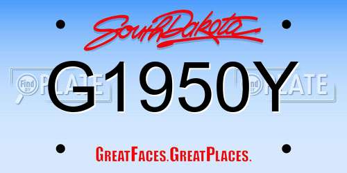 G1950Y South Dakota License Plate