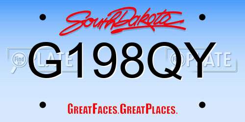 G198QY South Dakota License Plate