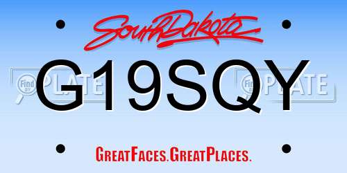 G19SQY South Dakota License Plate