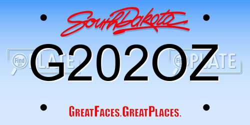 G202OZ South Dakota License Plate