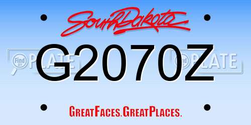 G2070Z South Dakota License Plate