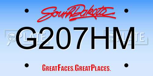 G207HM South Dakota License Plate