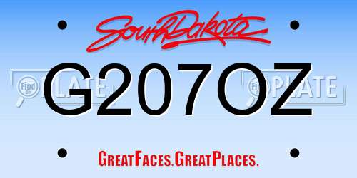 G207OZ South Dakota License Plate