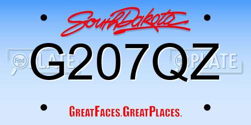G207QZ South Dakota License Plate