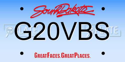 G20VBS South Dakota License Plate