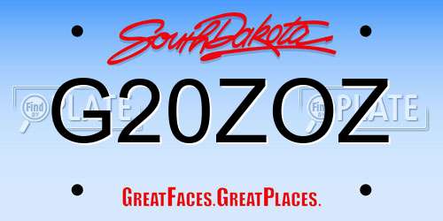 G20ZOZ South Dakota License Plate