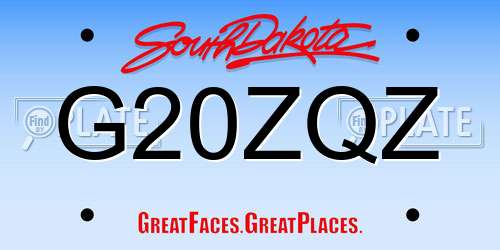 G20ZQZ South Dakota License Plate