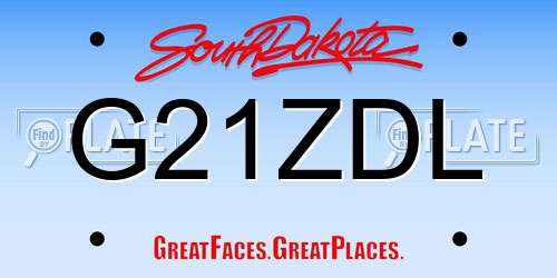 G21ZDL South Dakota License Plate