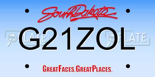 G21ZOL South Dakota License Plate