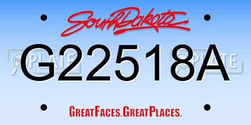 G22518A South Dakota License Plate