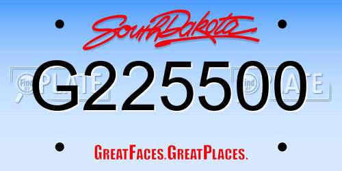G225500 South Dakota License Plate