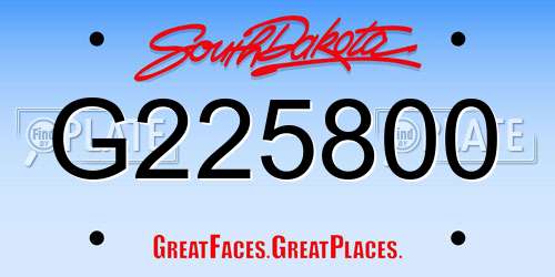 G225800 South Dakota License Plate