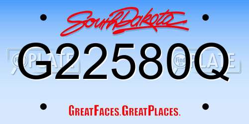 G22580Q South Dakota License Plate