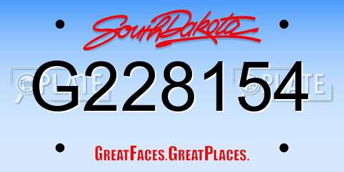 G228154 South Dakota License Plate